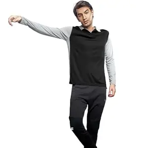 Full Sleeve T-Shirt for Men | SPOTLIFES (Large, Grey Nevy Blue)