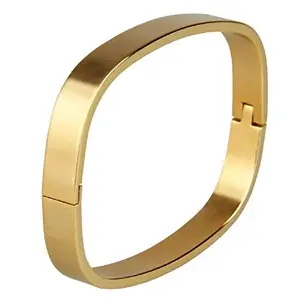 Zivom® Square Gold Stainless Steel Openable Cuff Kada Bracelet Bangle For Men