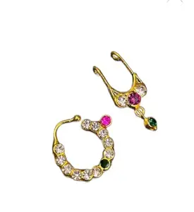 Style Heavens Womens Bharathanatyam Nose pin ring or Nathu Bulak for Bharatanatyam & Kuchipudi | Elegant Traditional Nose Ring Jewelry for Dancers and womens. GH:150.