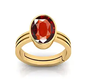 JAGDAMBA GEMS 4.25 Ratti 3.00 Carat Certified AA++ Natural Gemstone Gomed Hessonite Stone Panchdhaatu Adjustable Ring Gold Plated Ring for Man and Women(Lab - Tested)