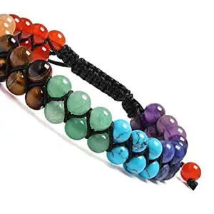 MADHAV CRYSTAL Fashion Unisex Natural Seven Chakra Crystal Double Layer Bracelet For Meditation Reiki Healing Chakra Healing Yoga