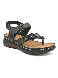 Bootco Sandals for Women Fashion Medium Heel Orthopaedic Footwear Soft Bottom with ANkle Straps