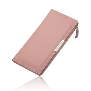 PALAY® Wallet for Women Sleek Pink Women Purse Card Holder Card Bag Bifold Long Purse with Zipper Pouch Gift for Women Mother's Day Gift