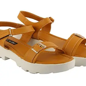 Right Steps Women's Fashion Sandals|Girls Sandals| Ankle Strap Sandals|Women Footwear (7, Mustard, numeric_0)