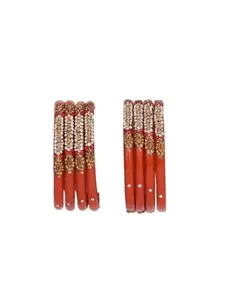 Somil Stylish Glass Bangle/Kada Set- Perfect For Party, Celebrations, Wedding And Functions, Pack Of 8, Red