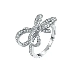 MYKI Style Stopper Swarovski Bow Design Adjustable Ring For Women & Girls Alloy Plated Ring