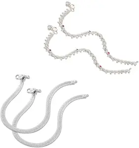 Lila Jewellery Traditional Jewellery For All Occassions Anklets Payal Pair for Women/Girls Alloy Anklet - Bzr_Combo Payal-111 & 115-(1-Pair Each)