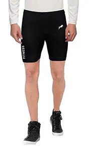 JUST RIDER Compression Half Tight Plain Athletic Fit Multi Sports Cycling, Cricket, Football, Badminton, Gym, Fitness & Other Outdoor Inner Wear (XL, Black)