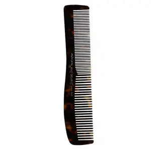 Scarlet Line Professional Handmade Regular Dressing Hair Comb Wavy Shaped Fine Tooth, Hand Crafted Comb for Daily Styling n Grooming, 16Cm_Shell Black
