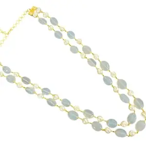 Premium Necklace For Women Double Layered Pearl Chalcedony Beads Statement Fancy Jewellery Mala Gift For Her Women's Jewelry