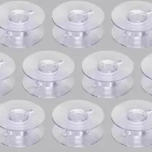 (PCS OF 100) Transparent Clear Plastic Bobbins - for Small Automatic Machines Plastic Bobbins