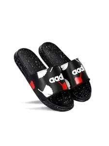 AADI Men's Black Synthetic Leather Daily Use Casual Sliders/Flip Flop & Slippers