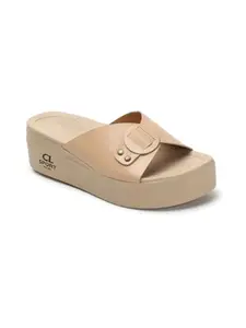 Carlton London Sports Women's Slip On Comfortable Sandals for Daily Work Casual Use I CL-ST-Wn-07 Beige 6 Kids UK