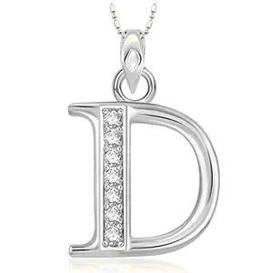 VSHINE FASHION JEWELLERY VSHINE Alphabet "D" Pendant initial Letter American Diamond Studded Pendant Locket with Silver Chain Rhodium Silver Plated Charm Collection Fashion Jewellery for Women, Girls, Boys and men -VSP1577R