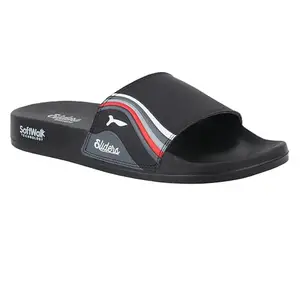 WELCOME Soft Men's Slippers/Sliders with Cushion FootBed for Adult | Comfortable & Light Weight | Stylish & Anti-Skid | Waterproof & Regular Flip Flops for Gents/Boys, M-GLIDER-BLK_10