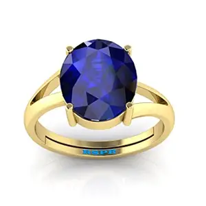 TODANI JEMS 14.25 Ratti Neelam Stone Original Certified Blue Sapphire Gold Plated Adjustable Woman Man Ring With Lab Certificate
