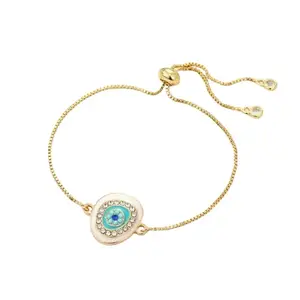 El Regalo 1PC Evil Eye Adjustable Bracelet for Girls & Women- Zircon Evil Eye Chain Bracelet- Valentines Day Gift for Her (White Evil Eye)