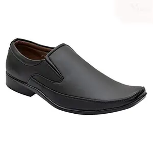 Vitoria Men's Synthetic Leather Slip-On Formal Shoes for Men's and Boys/Office Shoes/Suit Shoes/Dress Shoes/Party Shoes Black