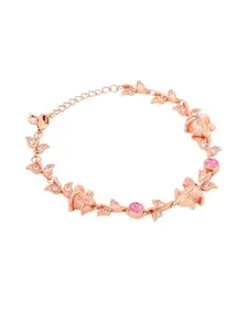 YELLOW CHIMES Swarovski Elements Pink Rose Crystal Bracelet for Women & Girls…