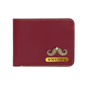The Unique Gift Studio Personalized Wallet for Men and Boys | Leather Customized Purse with Name & Charm | Unique Birthday/Anniversary/Valentine's Gift for Men - Red Wallet 09
