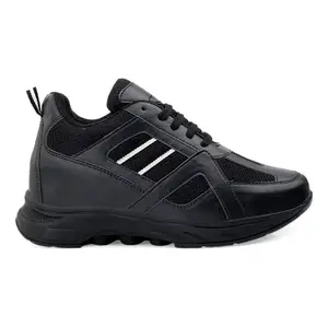 BXXY Men's 3 Inch Hidden Height Increasing Black Casual Sports Running Laceup Light Weight Shoes.- 8 UK