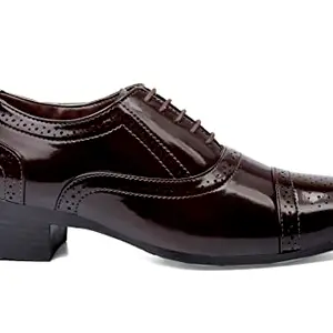 YUVRATO BAXI Men's 2 Inch Heel Height Increasing Brown Formal Oxford lace-Up Sami Brogue Shoe-7 UK