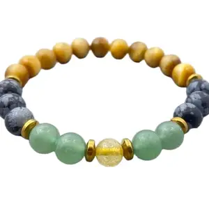 LKBEADS Aventurine, Obsidian, Rutile & Tiger's Eye Bracelet, Beaded Bracelet, Gemstone Bracelet, Healing Bracelet, 8mm Beads, Friendship Bracelet|8mm Round|Smooth|Multicolor|SRC_LI_000723