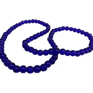 De-Autocare (Pack Of 1 Pcs Unisex Blue Color Medium Size 24cm Size 8mm Beads Stone Moti Mala Chain Bracelet