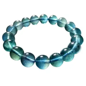 RRJEWELZ Natural Fluorite 10mm Round Shape Smooth Cut Beads 7.5 Inch Stretchable Bracelet For Men & Women. Unisex Bracelet For Healing, Meditation, Prosperity, Gift & Luck|STBR_RR_11258_7.5