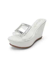 Catwalk Women Stylised Open Back Platforms | For Women & Girls (WHITE,8 UK)
