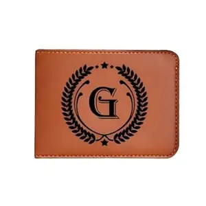 NAVYA ROYAL ART Men's Leather Wallet - Alphabet Name Leather Wallet for Mens - G Letter Printed on Wallet - Brown