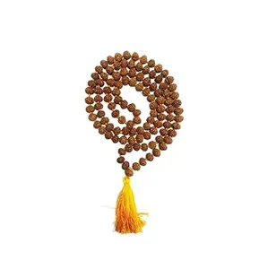 GANESHAGEMS 5 Mukhi Rudraksha Mala With Capping From Nepal Superb Round Brown Turnk Beads Five Face Rudraksha Mala Certified By IGL Lab Panch Mukhi Rudraksha Wear For Men And Women