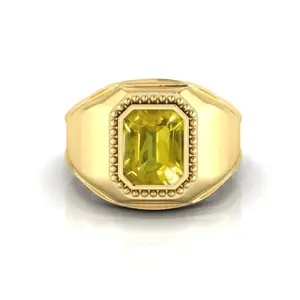 RRVGEM Yellow Sapphire Ring 10.25 Ratti Yellow Pukhraj Ring Gold Plated Ring Adjustable Ring Size 16-22 for Men and Women
