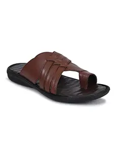 Ajanta Men's Black & Brown Synthetic Leather Sandal - 6 UK