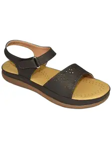 AJANTA Women's Fashion Sandals | Women's Flat Heels | Stylish Latest Ankel Strap Sandal for Ladies Brown