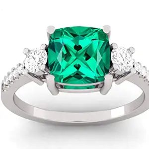 LMDPRAJAPATIS 5.25 Ratti 4.50 Carat Original Emerald Stone Arstrological Purpose Adjustable Silver Ring For Girl And Women