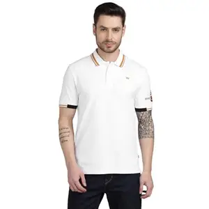 Royal Enfield Sleeve Emb. Polo T Shirt (Size: XL)-TSS250008-WHITE