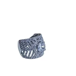 American Diamond Rhodium-Plated Finger Ring for Women, Girls