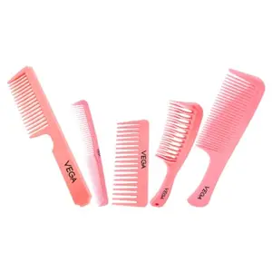 Vega Hair Comb Set- Pack of 6, (India's No.1* Hair Comb Brand) For Men and Women, (HCS-03)