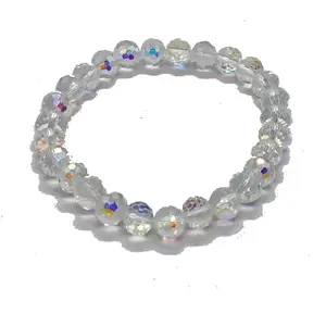 Crystal Glass Faceted Beaded Bracelet Healing Crystal Bracelet hand 8 mm size approx. By Reiki Healing Crystal
