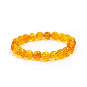 A1 GEMS & CRYSTALS Citrine Quartz Crystal Fashion Bracelet Men & Women, 8-MM - Quartz Beads bracelet Girls & Boys - Enhances Wealth, Improves Focus & confidence, Self Esteem