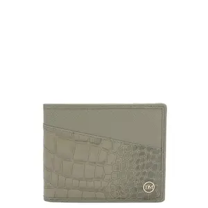 Da Milano RFID Protected Leather Wallet for Men with Card Slot - Stone Grey