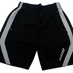 Men's Athletic Shorts, Black with Grey Side Panels, Drawstring Waist, Quick-Dry