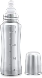 KINDAR CARE Baby's Stainless Steel Feeding Bottle | Silver 16 | Pack of 1 | 240 Ml