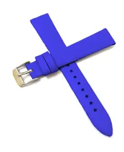 SBWC Royal Blue Leather Strap 16mm Genuine Leather Royal Blue Strap Silver Buckle Clasp Watch Band Strap for Men and Women