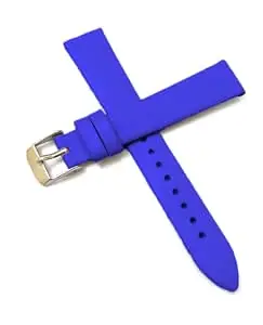 SBWC Royal Blue Leather Strap 18mm Genuine Leather Royal Blue Strap Silver Buckle Clasp Watch Band Strap for Men and Women