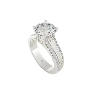 Fashion Frill Stylish & Elegant Silver Ring For Women Platinum Plated American Diamond Adjustable Ring For Women Girls Rings Fashionable Ring (Design 5)