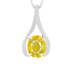 JAGDAMBA GEMS 15.25 Ratti Natural Yellow Sapphire Gold Plated Pendant/Locket (Pukhraj Stone Panchadhatu Pendant) Original AAA+ Quality Gemstone Pendant for Men and Women