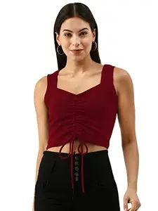 Martini Women Western Sleeveless Party Trendy Latest Crop Top (Red, Size :M)