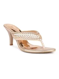 Inc.5 Women Rose Gold Embellished Party Stiletto Sandals